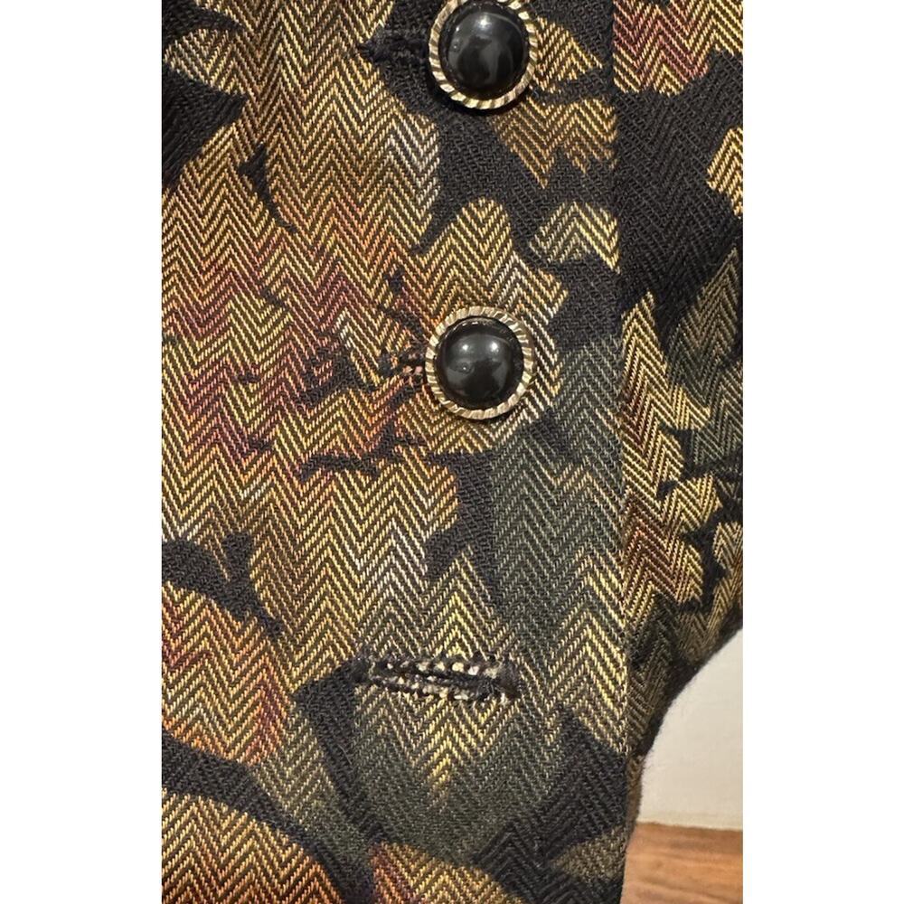 Vintage JESSICA HOWARD Button Front Black Floral Tapestry‎ Dress Buttons Maxi - Picture 12 of 14